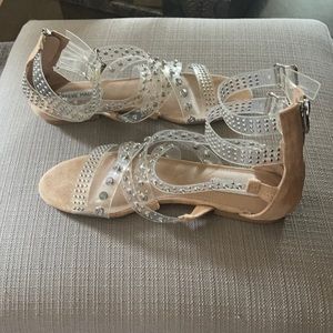 Steve Madden clear rhinestone strappy sandals